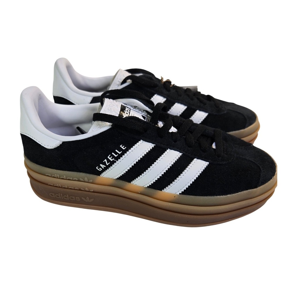 adidas Womens Gazelle Bold Platform Sneakers Black White Gum IE0876 Size 5.5